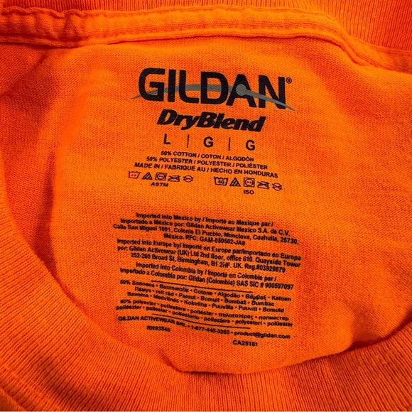 Gildan Dry Blend Men’s Safety Orange Short Sleeve Tee - Picture 6 of 6